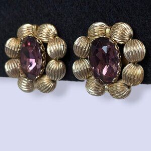 Vintage Coro Purple Glass Statement Earrings